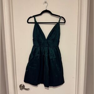 Windsor Pleated Skater Mini Dress - Deep Emerald